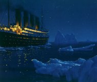 EL TITANIC navegando hacia el iceberg.